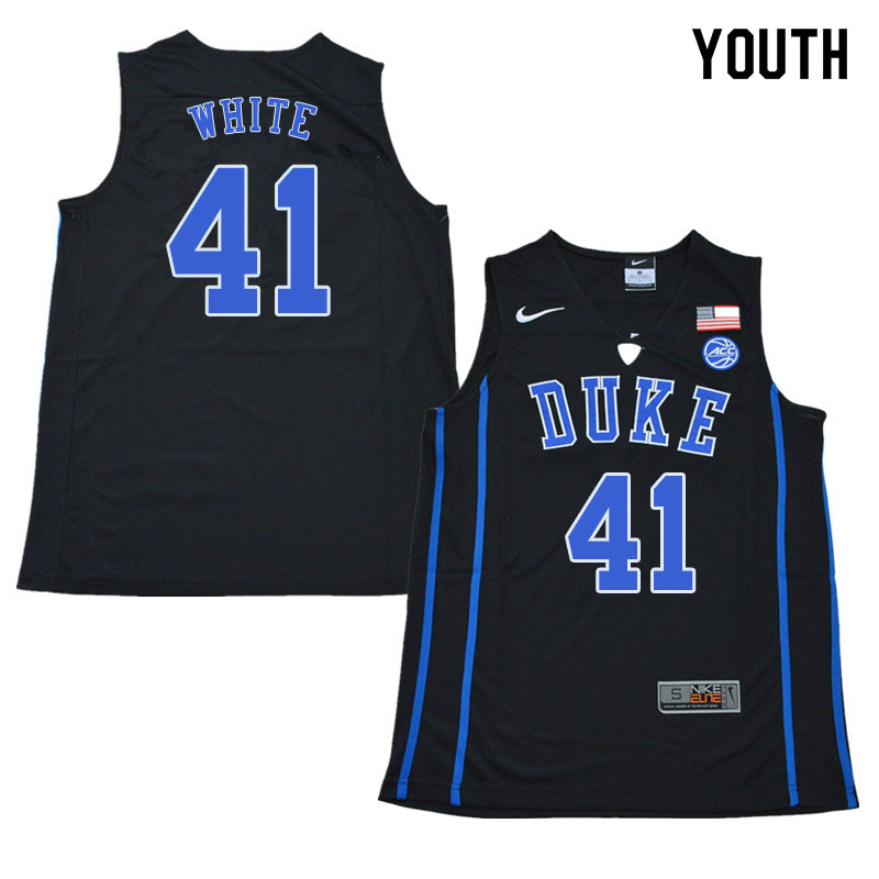 2018 Youth #41 Jack White Duke Blue Devils College Basketball Jerseys Sale-Black
